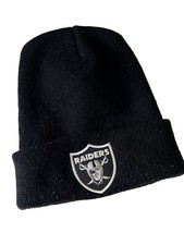 Vintage 90s Embroidered Logo w Patch Raiders Beanie Knit Cap Made in USA