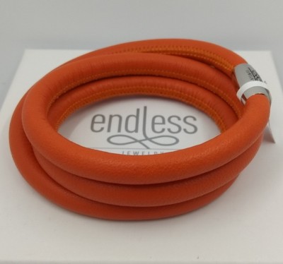 ENDLESS JEWELRY. Armband 3 Drehungen. 57 Cm. Orange.
