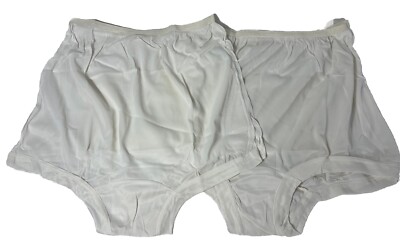 2 NEW Vtg White Womens Large Spun-Lo Tricot Acetate Brief Full Panties Band Leg
