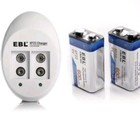 1x Universal Rechargeable Batteries Battery Charger Two Slot D 9V Ni-Mh Ni-Cd