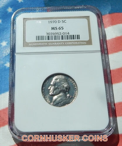1970 D JEFFERSON NICKEL NGC MS 65  ~ GREAT EYE APPEAL ~ FREE SHIPPING
