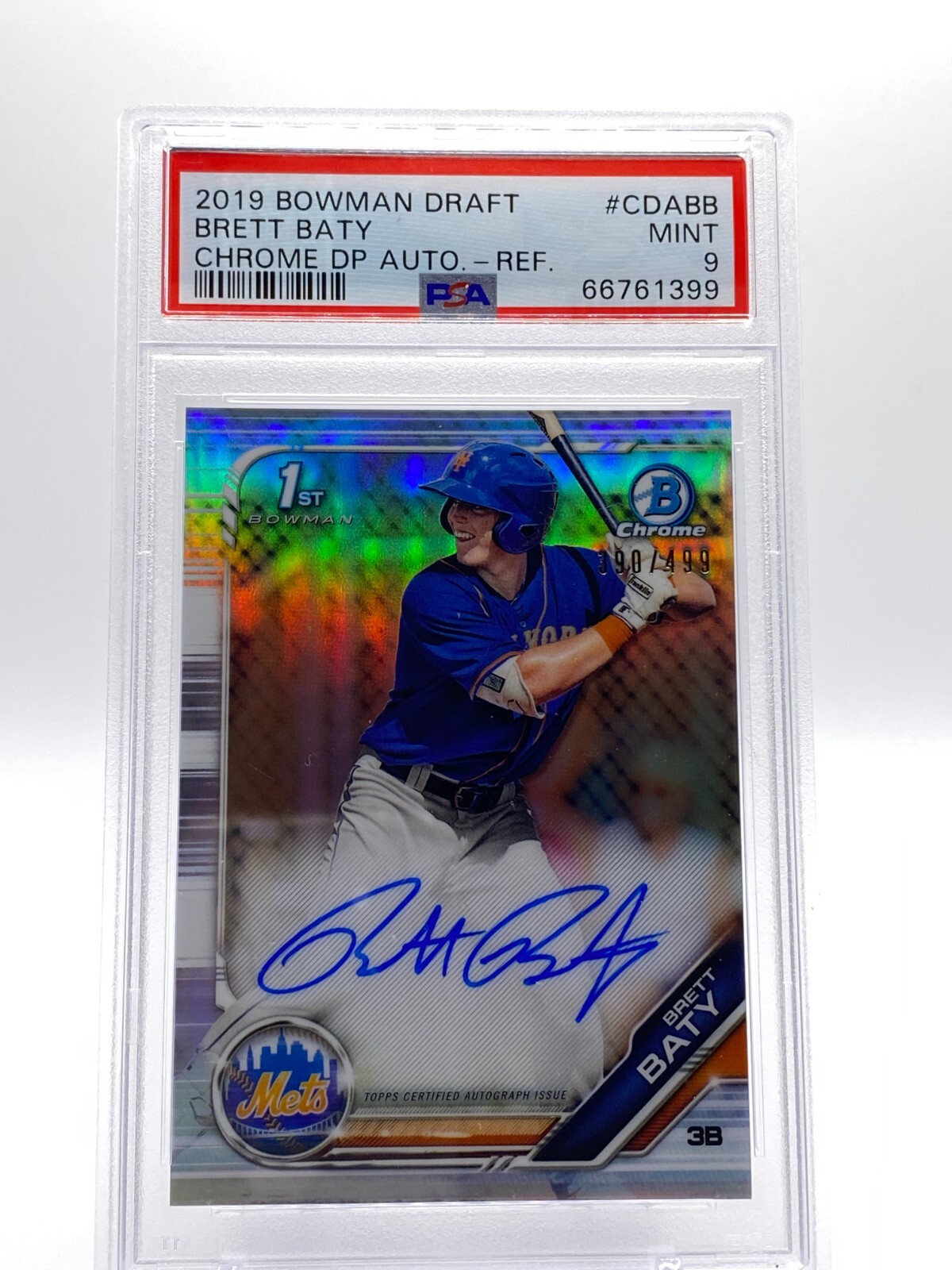 2019 BOWMAN DRAFT CHROME 1ST BRETT BATY CARD REFRACTOR AUTOGRAPH AUTO /499 PSA 9