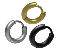 Schmal Ohrringe Titan- Edelstahl Creolen 12 mm &Oslash; Tube Helix Ohrstecker 7 Farben