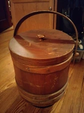 Antique Primitive Bent Wood Shaker Pantry Box with Handle lid w/knob