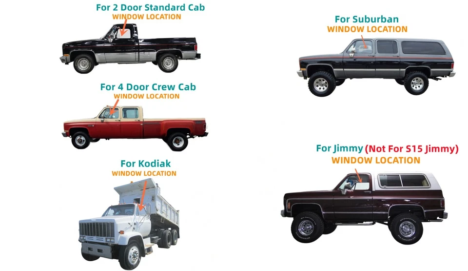 Driver/Left Front Door Window Glass For GMC Pickup/ Jimmy/ Topkick/ Suburban Foto 3 de 4