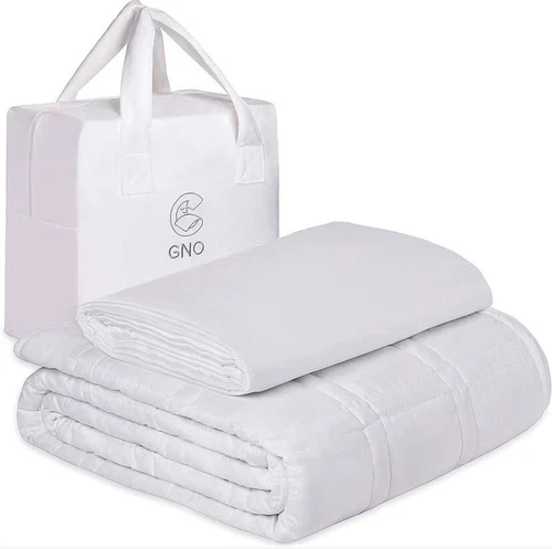 GNO Premium Weighted Blanket and Bamboo Cover WHITE 60x80” Queen Size NEW IN BAG