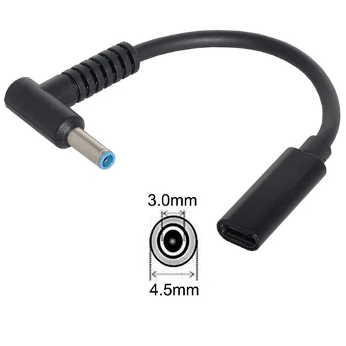 Type C Female Input to DC 4.5mm x 3.0mm Power PD Charge Cable For HP Laptop