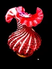Fenton 1969 Cranberry Opalescent Hobnail Candy Cane Spiral Swirled 8" Vase ☆31