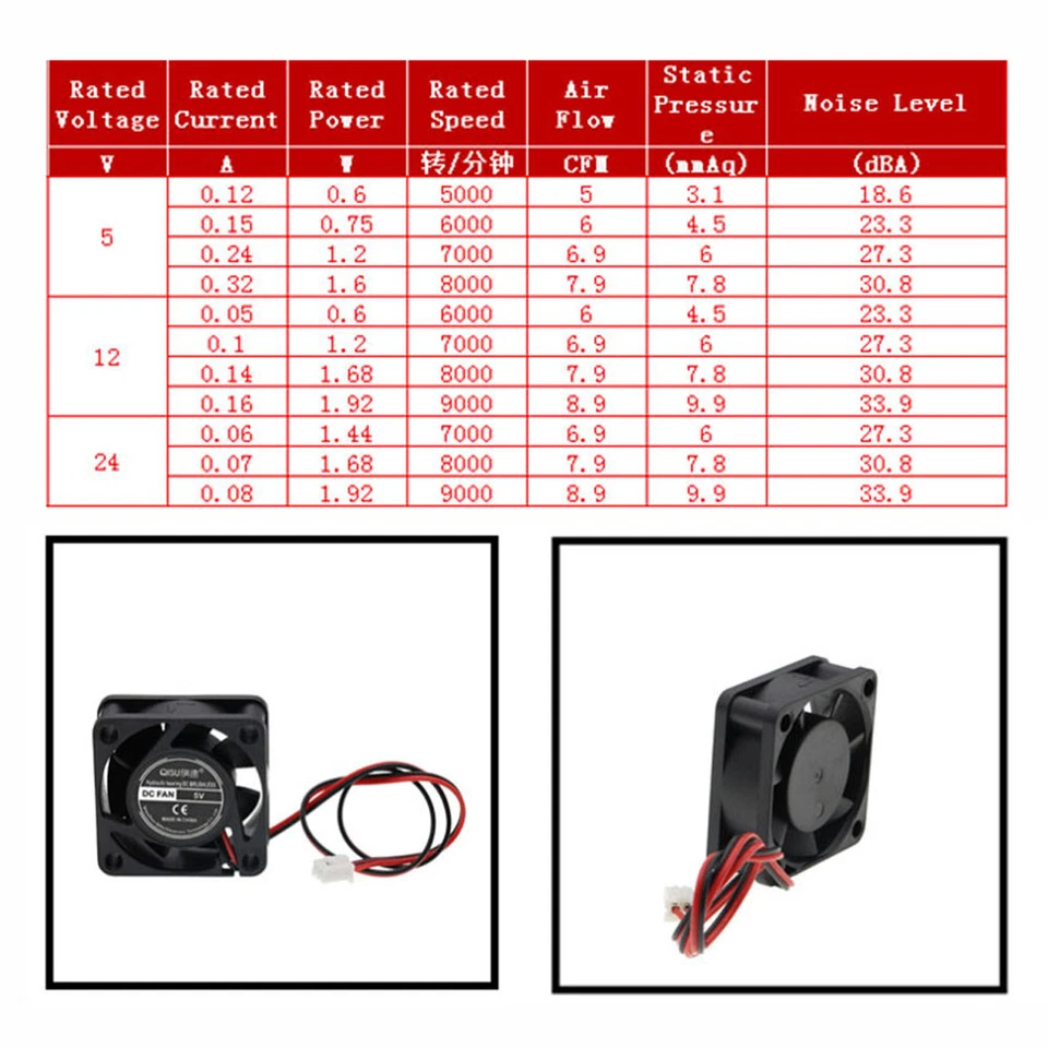 Lüfter DC Brushless 40x40x15mm 3.7V 5V 9V 12V 18V 24V 2Pin für PC Computer - Bild 3 von 4