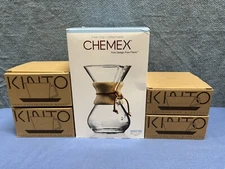 4 x KINTO CAST Coffee & Tea Cup & Saucer Stainless Steel Chemex Drip Coffeemaker
