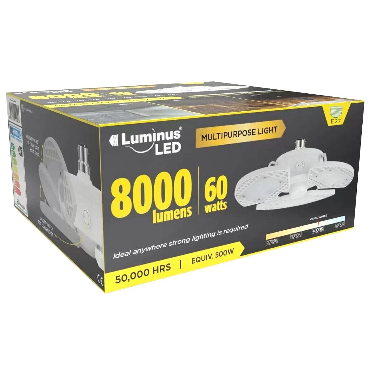 60W 8000 Lumens Indoor Garage Shed Workshop Barn LED Ceiling Light