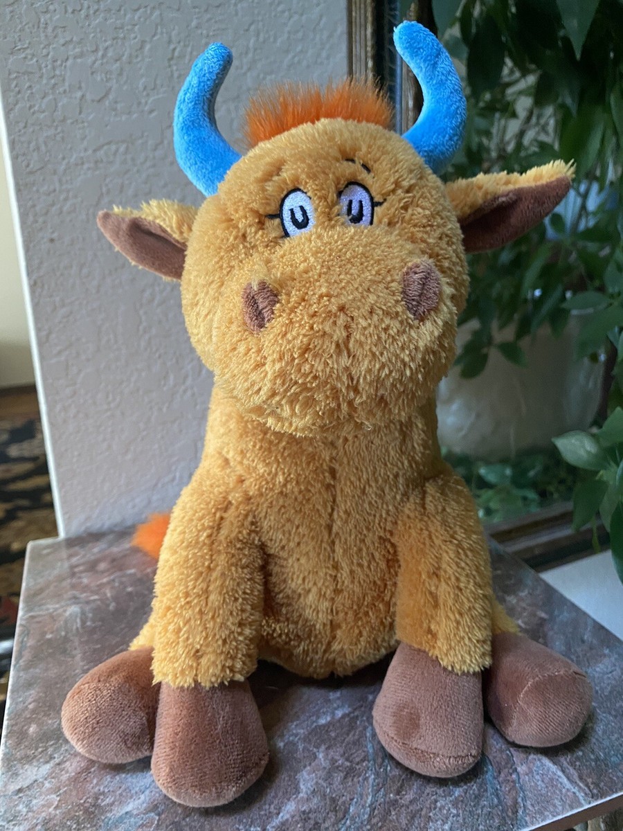 DR SEUSS golden blue horns Cow Plush MR BROWN CAN MOO STUFFED