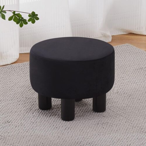 Cpintltr Velvet Ottoman Round Footrest Stool Upholstered Step Stool Ottomans 4