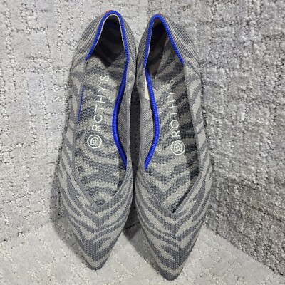 Toe Flats Grey Zebra Rothys Rothy's The Point Grey Zebra Pointed