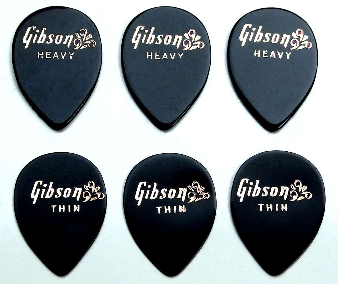 Vintage 60's Gibson Guitar Pick Lot 6 Splash Logo Teardrop Heavy