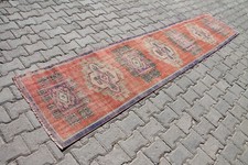 2x10 ft Red & Blue Turkish Oushak Runner   Ha...