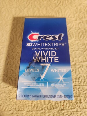 New Crest 3D Whitestrips Vivid White Teeth Whitening Kit 12 Treatments 7 Levels