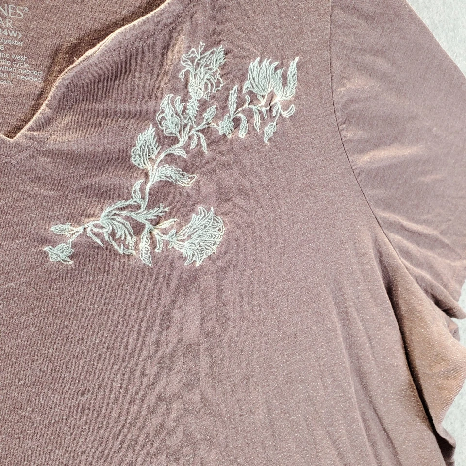 Catherines женщин Sleepwear 2 X коричневый цветочный коротким рукавом V шеи футболка пуловер - Изображение 3 из 4