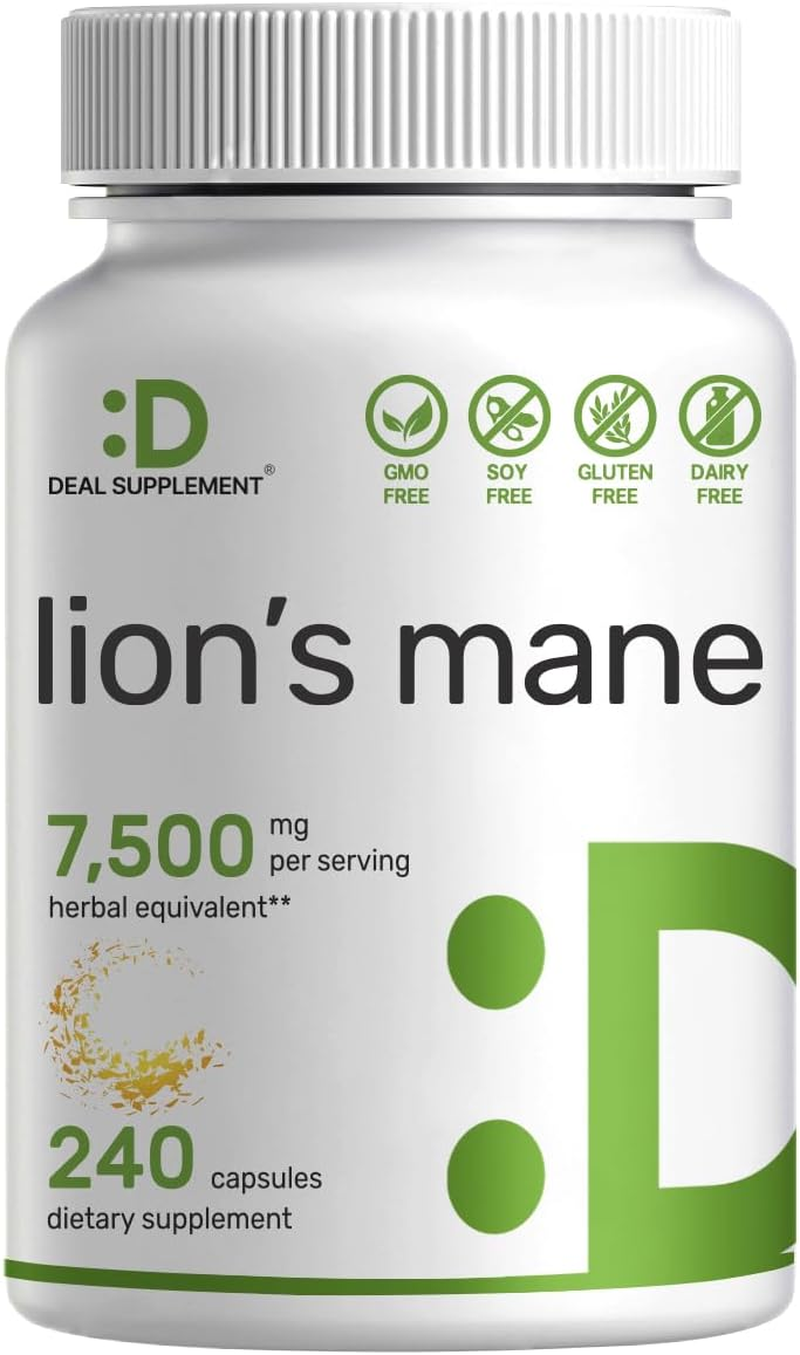 Lions Mane Mushroom Supplement, 7,500*Mg per Serving, 240* Capsules – Active Fru
