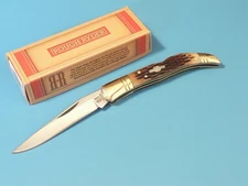ROUGH RYDER RR204 French Tickler Amber Jigged Bone Lockback Knife 4 1/8" closed