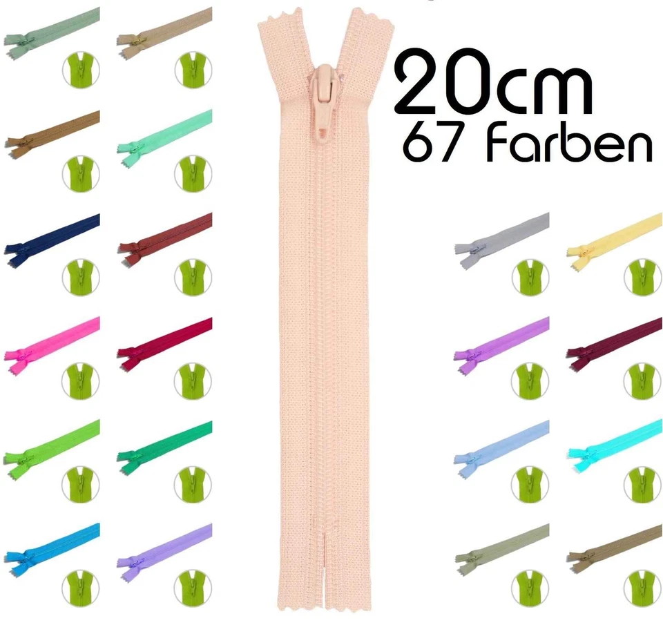 YKK INDUSTRIE YKK Kunststoff Perlon Reißverschluss 20cm - Beste Qualitäts Reißverschlüsse