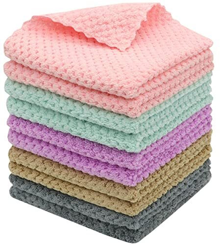 Microfiber Cleaning Cloth Lint Free Cleaning Rags, 10 Pack Fast Drying Dish R...