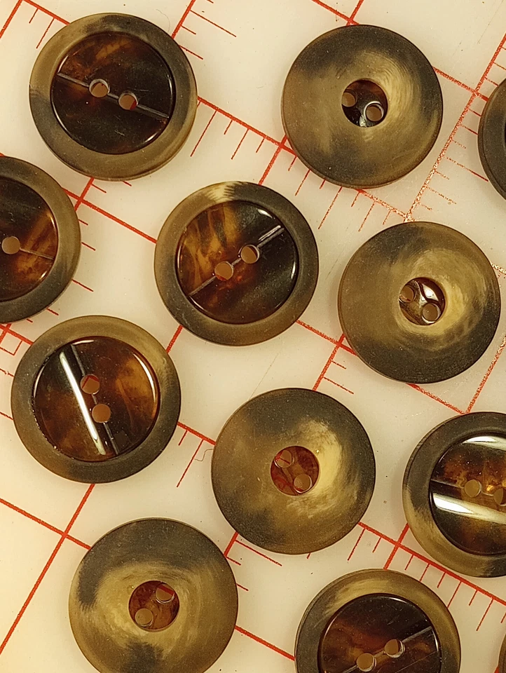 15 botones italianos imitación caparazón de tortuga plástico brillante y mate 1-1/8" reversibles Foto 4 de 4