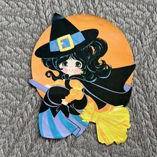 Vintage Dennison Rare Witch Girl Halloween Die Cut Good Condition