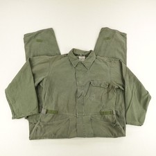 Vintage US Army Coveralls Mens Large Green Sateen Type 1 Utility Jumpsuit 90s