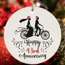 Happy 43rd Anniversary Ornament Couple Bike Ride43 Year Wedding Christmas Gift