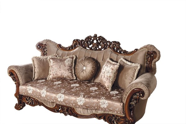 Barock Dreisitzer Chesterfield Couch MöBel Sofa Couchen Stoff Braun-image