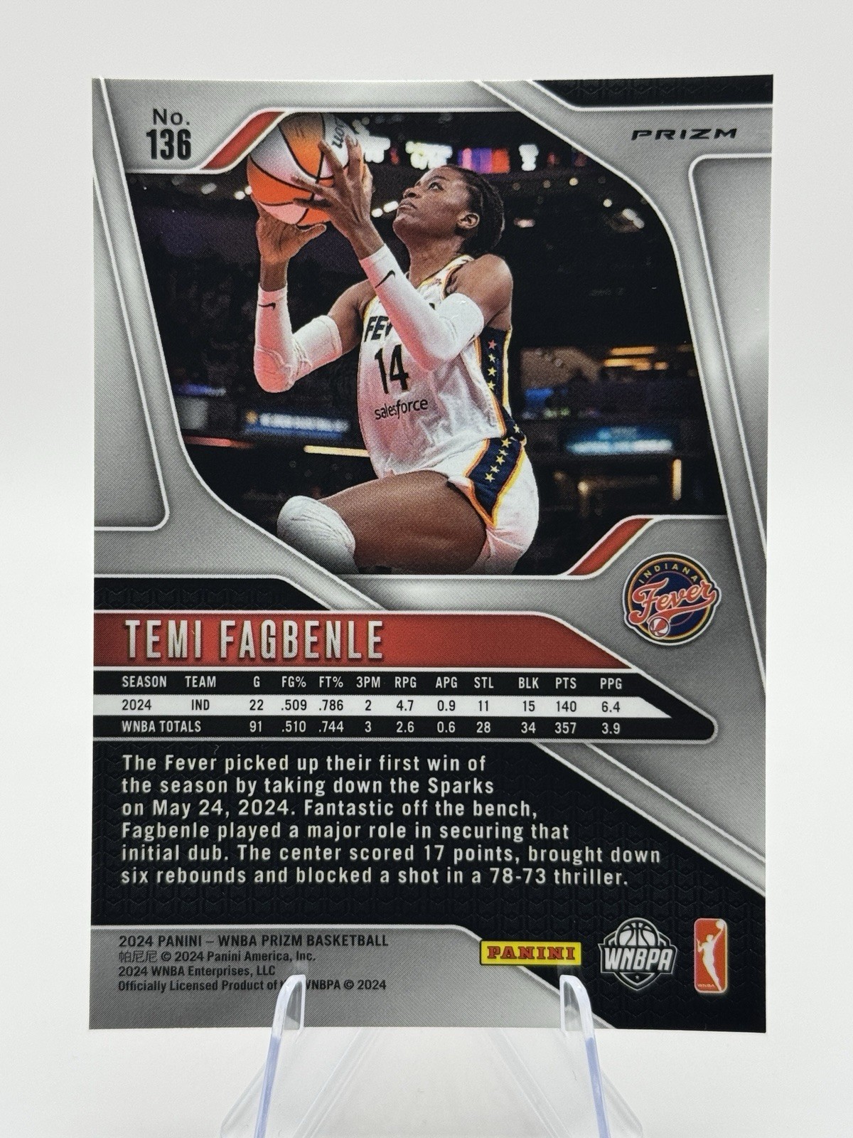 ❄️ 2024 WNBA Panini Prizm - Temi Fagbenle #136 Ice Prizms - Indiana Fever view 4