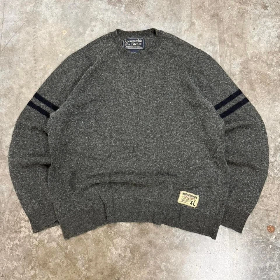 Y2K Abercrombie & Fitch Gray Wool Blend Sweater Size XL