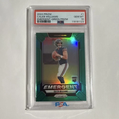 2024 Panini Prizm Emergent Caleb Williams Bears Green Prizm Rookie #1 PSA 10