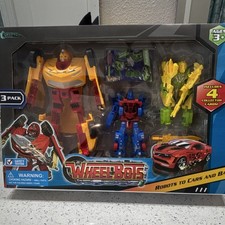 WheelBots Robots to Cars 3 Pack Toy Set with Collector Cards Ages 3+ (2023)