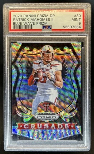 2020 Panini Prizm Draft Picks Patrick Mahomes II Prizm Blue Wave #/299 PSA 9