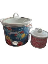 LNIB-Pioneer Woman Crockpot Set Of 2/Fancy Flourish 4qt & 0.65Qt  Slow Cooker/