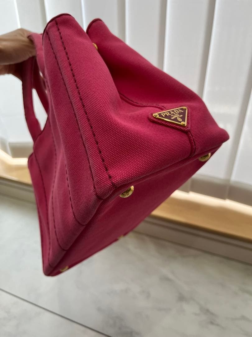 PRADA Canapa Tote Pink Tote Bag with Shoulder Strap S thumbnail 6