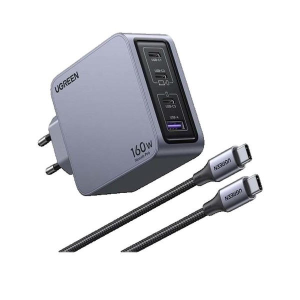 Ugreen Nexode Pro 160W Gan LadegeräT 160W Grau USB-C 3 Ports-image