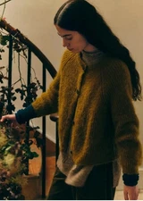 Toast Old Gold Mohair Ribbed Cardigan Size S- Exquisite