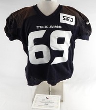 2025 Houston Texans Ed Ingram #69 Game Used Navy Practice Jersey 3XL 510