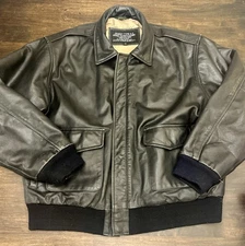 U.S. ARMY AIR FORCE Black Leather Jacket Type A-2 Flyer's Flight Jacket XL