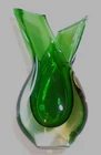 1960's 8" Vintage Murano Sommerso Formia Green Studio Art Glass Bud Vase *Q