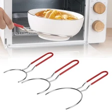 Dish Plate Holder Gripper, Ergonomic Kitchen Gadget with Bowl Fork in Stainless