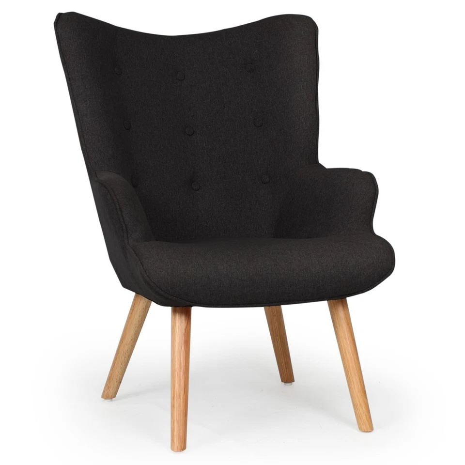 Fauteuil & Pouf Scandinave "Orle" 98cm Noir - Photo 4/4