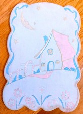 Vintage 1950s Nite-Glo Nursery Plaques Glow-in-the-dark Cottage  Moon
