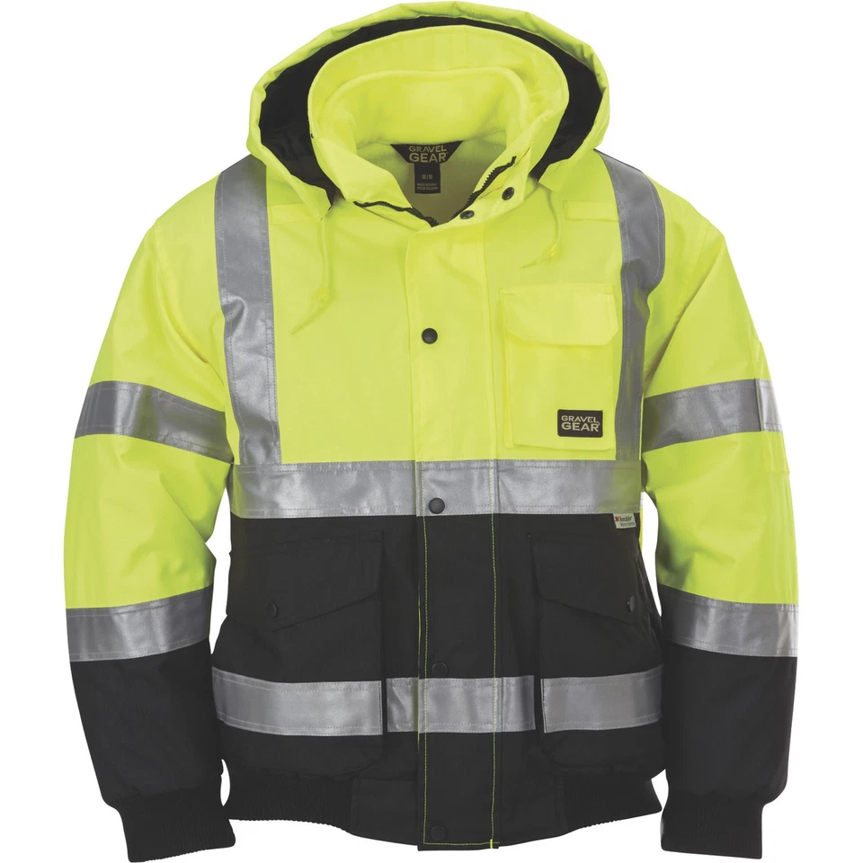 Gravel Gear HV Men's Class 3 High Visibility 3-in-1 Bomber Jacket, Lime, Large - Image 2 of 4