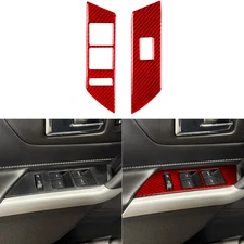 Red Real Carbon Fiber Window Lift Switch Panel Cover Trim For Ford Edge 2011-14