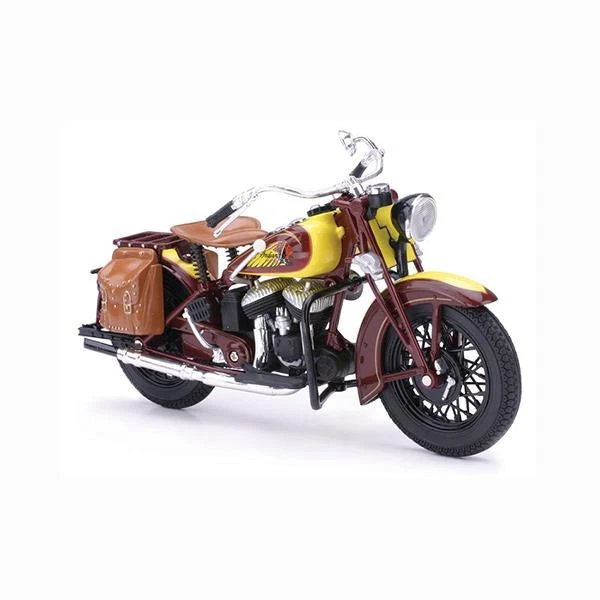 1:12 1934 Indian Sport Scout -- Yellow/Brown -- New Ray Motorbike - Image 2 of 2