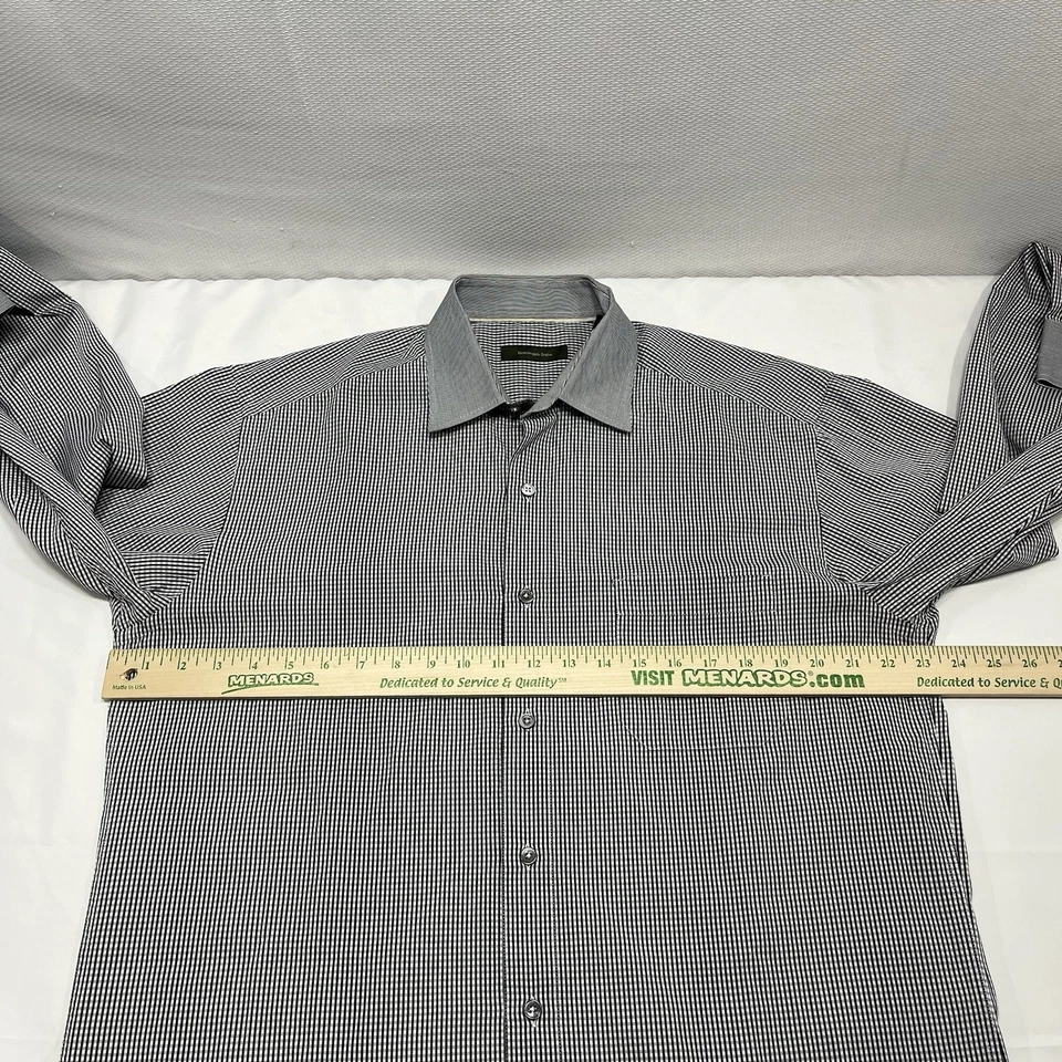 Ermenegildo Zegna Men’s Dress Shirt Size XL Black White Gingham Business Formal - Image 4 of 4